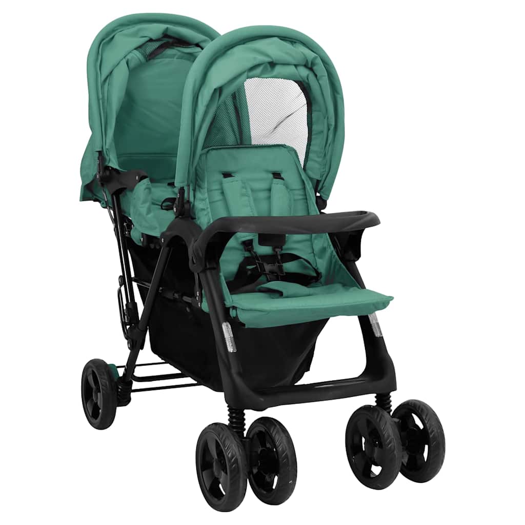 Vidaxl Twin Children Tandem Steel Green