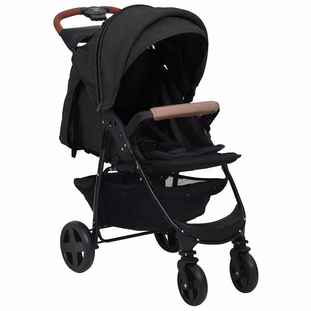 Vidaxl PRAM 2-i-1 stålantracitfarvet