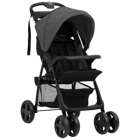 Vidaxl PRAM 2-i-1 stål mørkegrå og sort