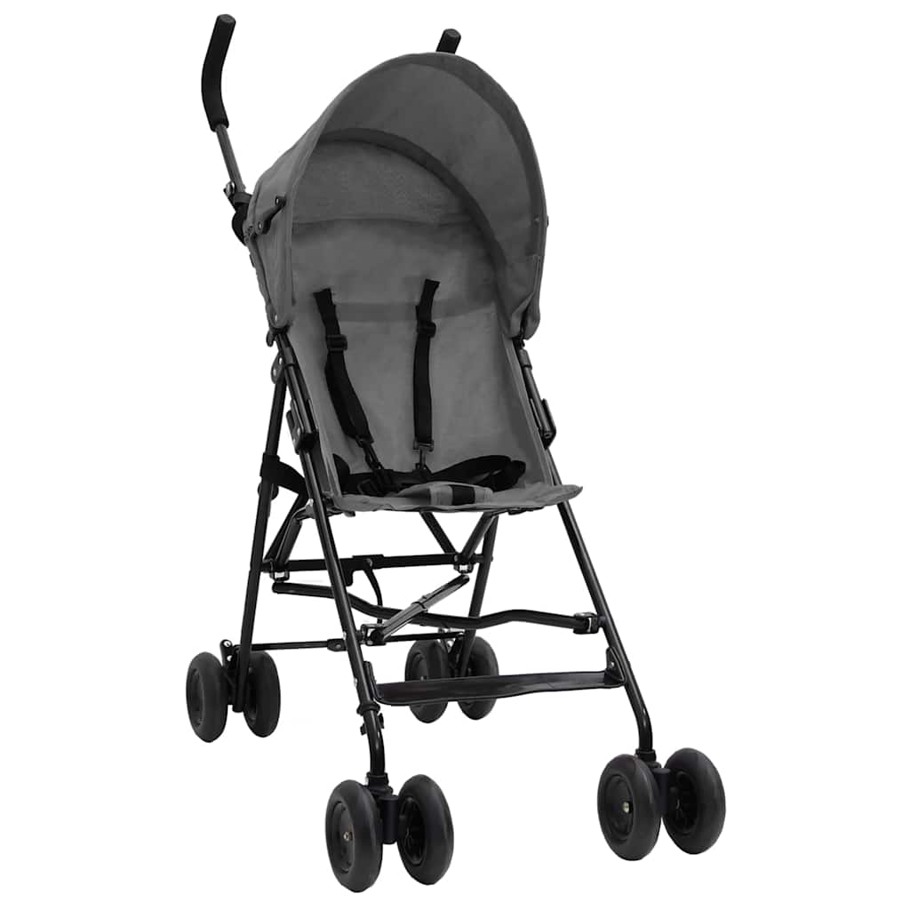 Vidaxl Kinderbuggy stål lysegrå og sort