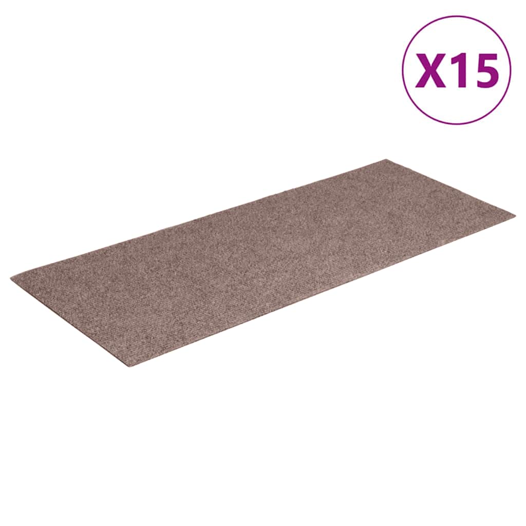 Vidaxl Stair Mats Self -fast 15 stykker 60x25 cm lysebrun rektangulær