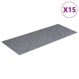 Vidaxl Stair Mats Self -fast 15 stykker 60x25 cm lysegrå rektangulær