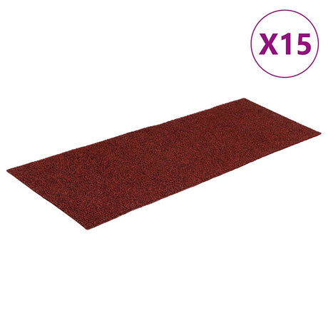 Vidaxl Stair Mats Self -fast 15 stykker 60x25 cm Bordeaux rød rektangulær