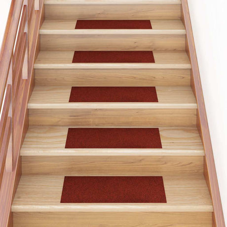 Vidaxl Stair Mats Self -fast 15 stykker 60x25 cm Bordeaux rød rektangulær