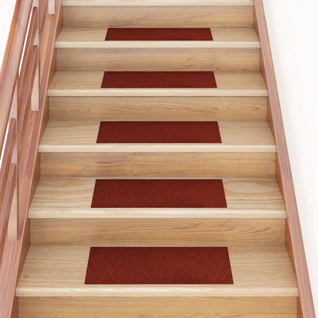 Vidaxl Stair Mats Self -fast 15 stykker 60x25 cm Bordeaux rød rektangulær