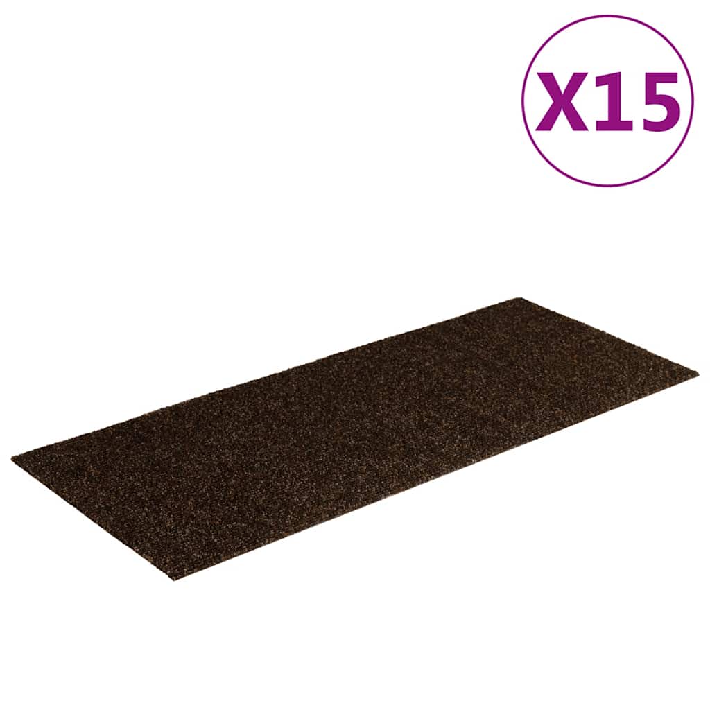 Vidaxl Stair Mats Self -fast 15 stykker 60x25 cm brun rektangulær