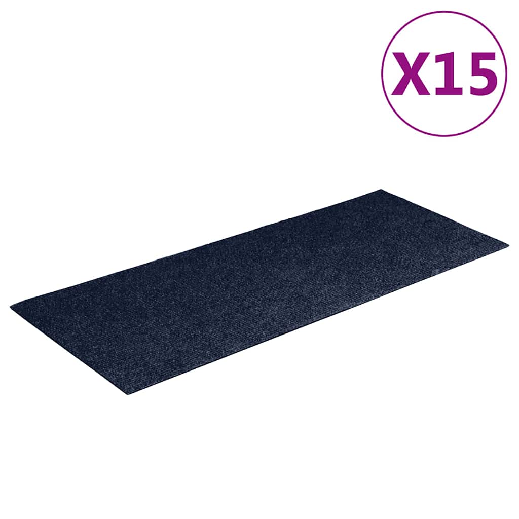 Vidaxl Stair Mats Self -fast 15 stykker 60x25 cm marineblå rektangulær