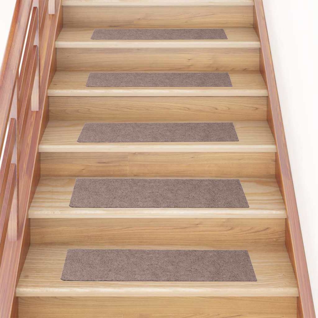 Vidaxl Stair Mats Self -fast 15 stykker 76x20 cm lysebrun rektangulær