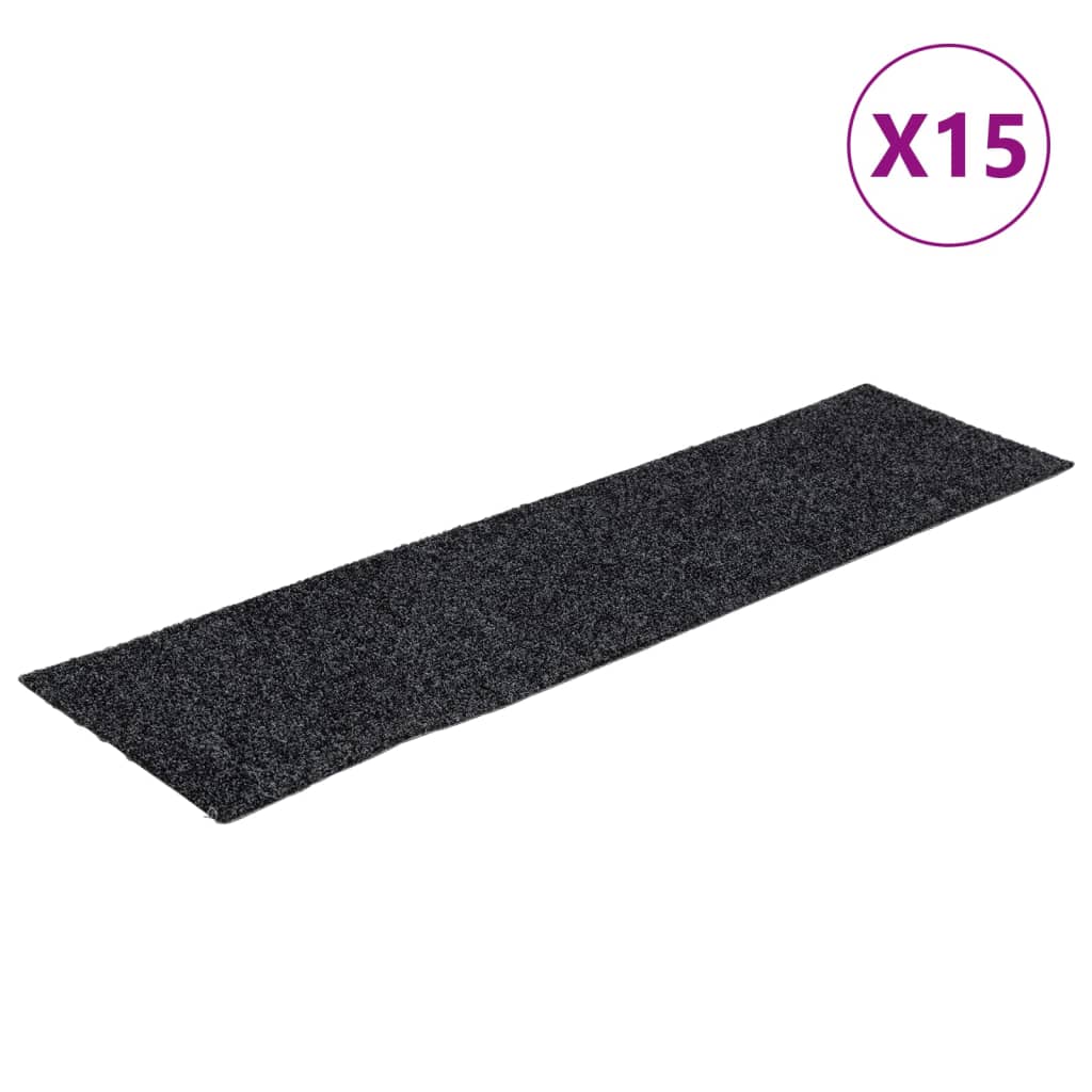 Vidaxl Stair Mats Self -fast 15 stykker 76x20 cm grå rektangulær