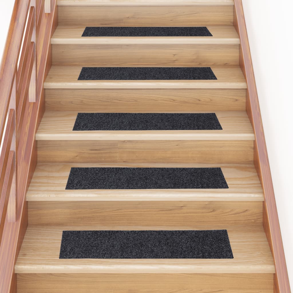 Vidaxl Stair Mats Self -fast 15 stykker 76x20 cm grå rektangulær