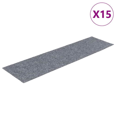 Vidaxl Stair Mats Self -fast 15 stykker 76x20 cm lysegrå rektangulær