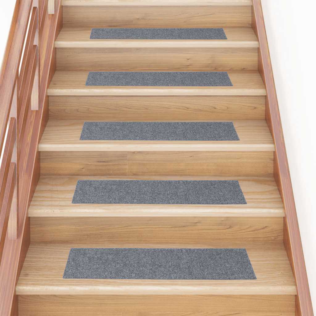 Vidaxl Stair Mats Self -fast 15 stykker 76x20 cm lysegrå rektangulær