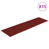 Vidaxl Stair Mats Self -fast 15 stykker 76x20 cm Bordeaux rød rektangulær