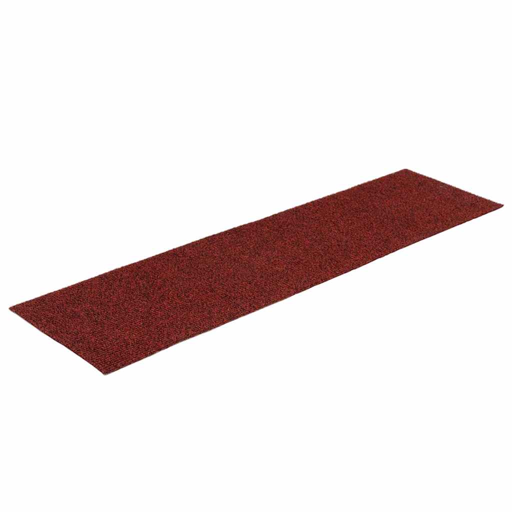 Vidaxl Stair Mats Self -fast 15 stykker 76x20 cm Bordeaux rød rektangulær
