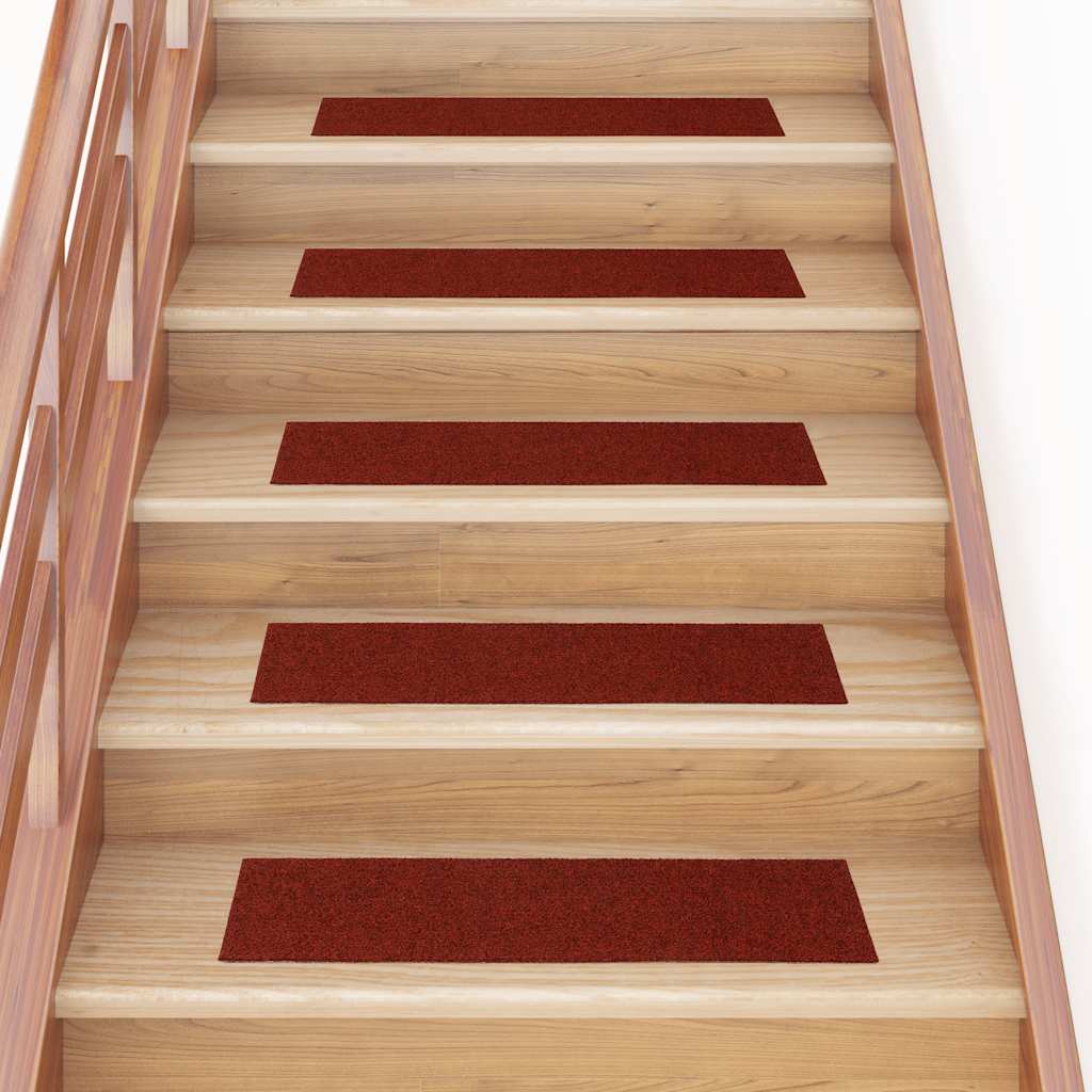 Vidaxl Stair Mats Self -fast 15 stykker 76x20 cm Bordeaux rød rektangulær
