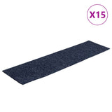 Vidaxl Stair Mats Self -fast 15 stykker 76x20 cm grå blå rektangulær
