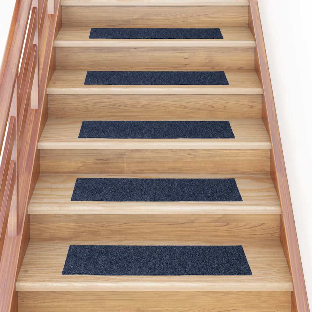 Vidaxl Stair Mats Self -fast 15 stykker 76x20 cm grå blå rektangulær
