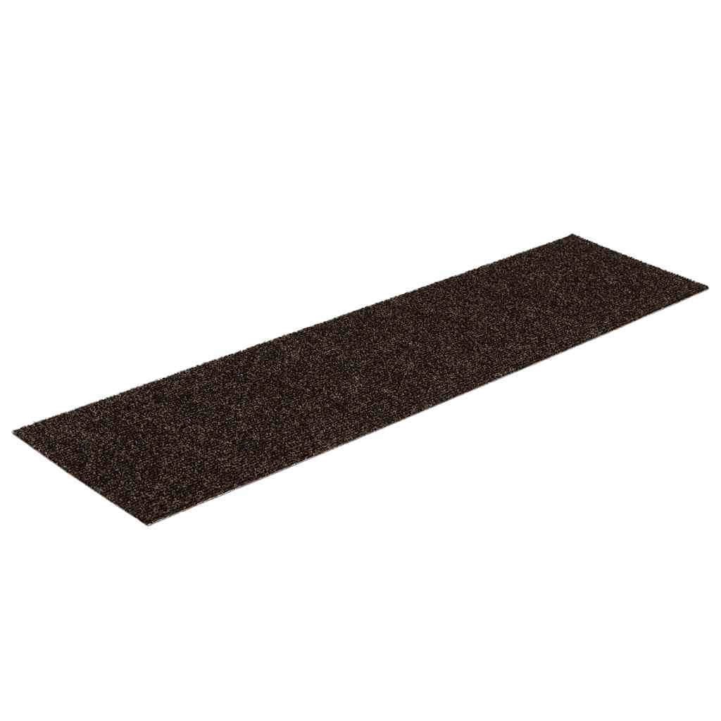 Vidaxl Stair Mats Self -fast 15 stykker 76x20 cm mørkebrun rektangulær