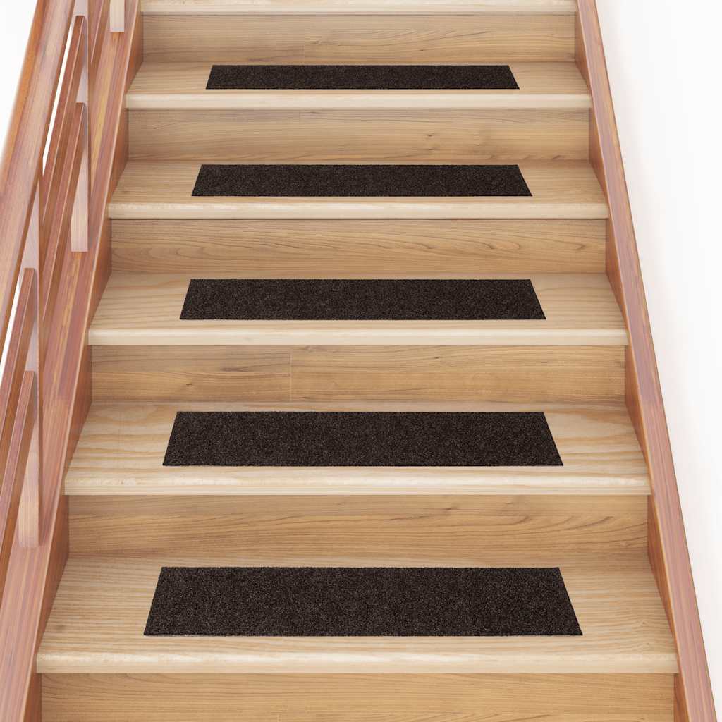 Vidaxl Stair Mats Self -fast 15 stykker 76x20 cm mørkebrun rektangulær