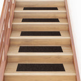 Vidaxl Stair Mats Self -fast 15 stykker 76x20 cm mørkebrun rektangulær