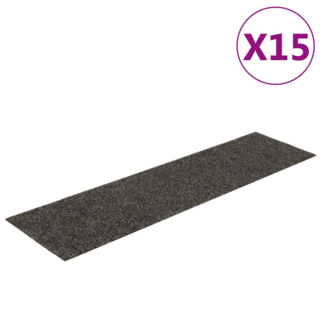 Vidaxl Stair Mats Self -fast 15 stykker 76x20 cm Anthracite rektangulær