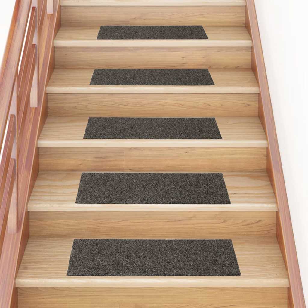 Vidaxl Stair Mats Self -fast 15 stykker 76x20 cm Anthracite rektangulær