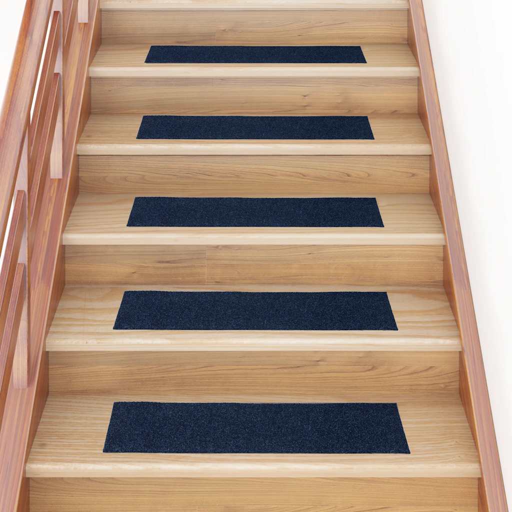 Vidaxl Stair Mats Self -adhesive 15 stykker 76x20 cm rektangulær marineblå