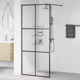 Vidaxl walk-in brusevæg 90x195 cm ESG-glas gennemsigtig og sort