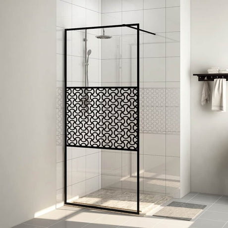 Vidaxl walk-in brusevæg 90x195 cm ESG-glas gennemsigtig og sort
