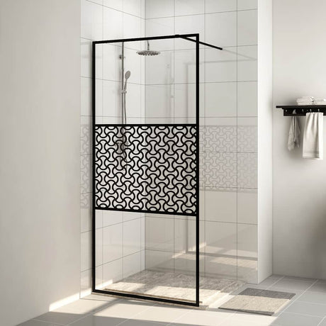 Vidaxl walk-in brusevæg 115x195 cm ESG-Glas Transparent og sort