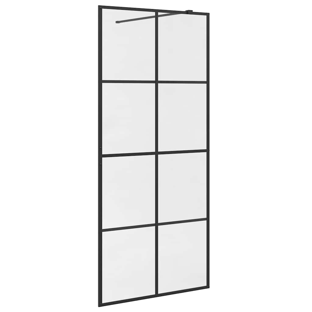 Vidaxl walk-in brusevæg 90x195 cm ESG-glas gennemsigtig og sort