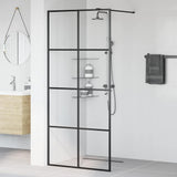 Vidaxl walk-in brusevæg 90x195 cm ESG-glas gennemsigtig og sort