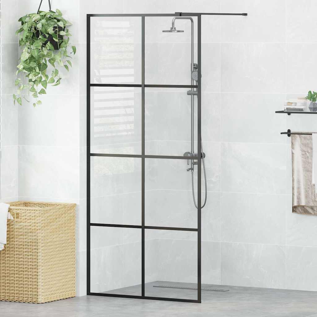 Vidaxl walk-in brusevæg 90x195 cm ESG-glas gennemsigtig og sort