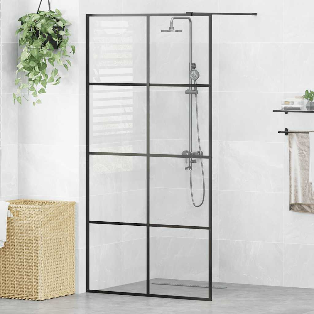 Vidaxl walk-in brusevæg 100x195 cm esg-glas gennemsigtig og sort