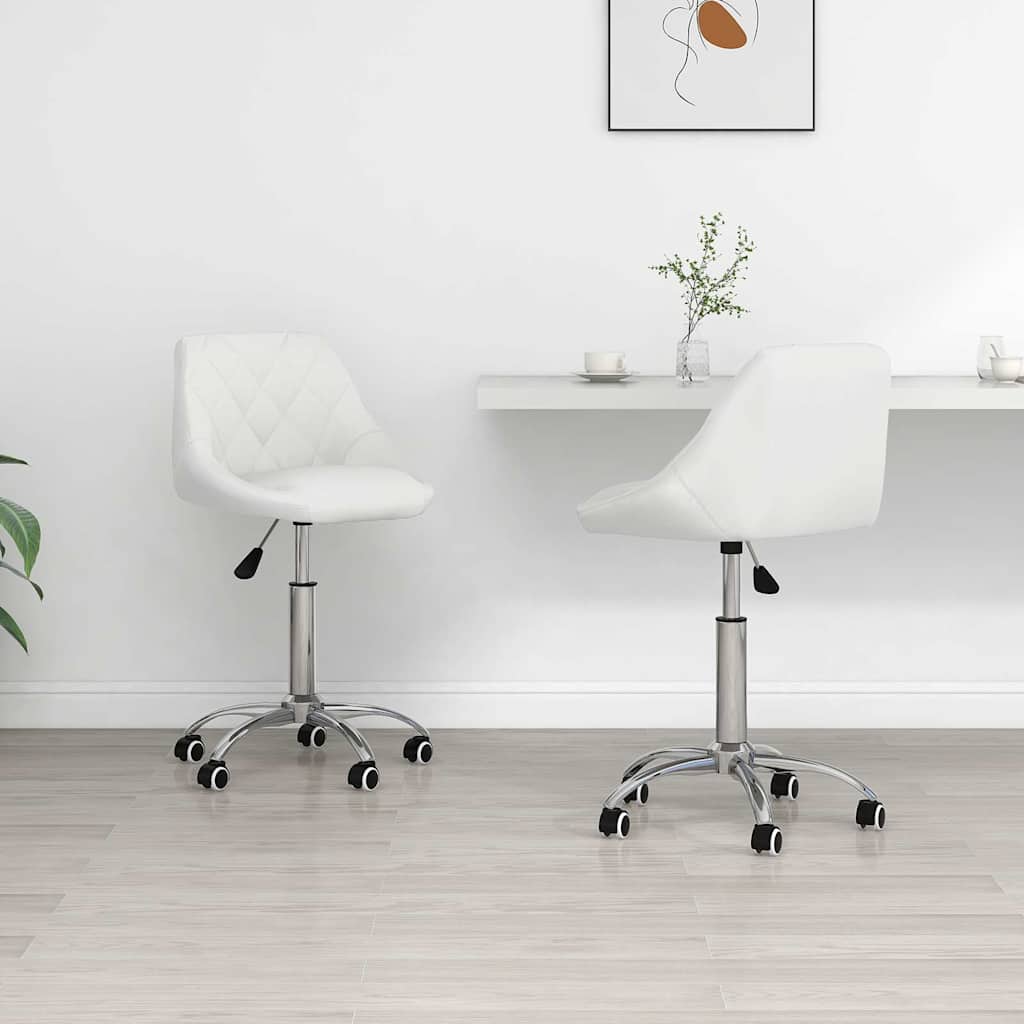Vidaxl eetkamerstoelen draaibaar 2 st kunstleer wit