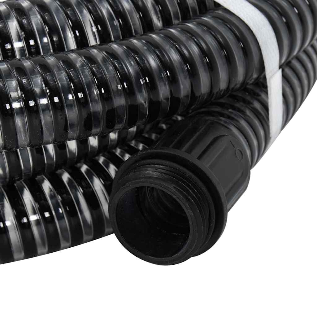 Vidaxl sugende slange med messingkoblinger 1.1 '' 20 m PVC sort