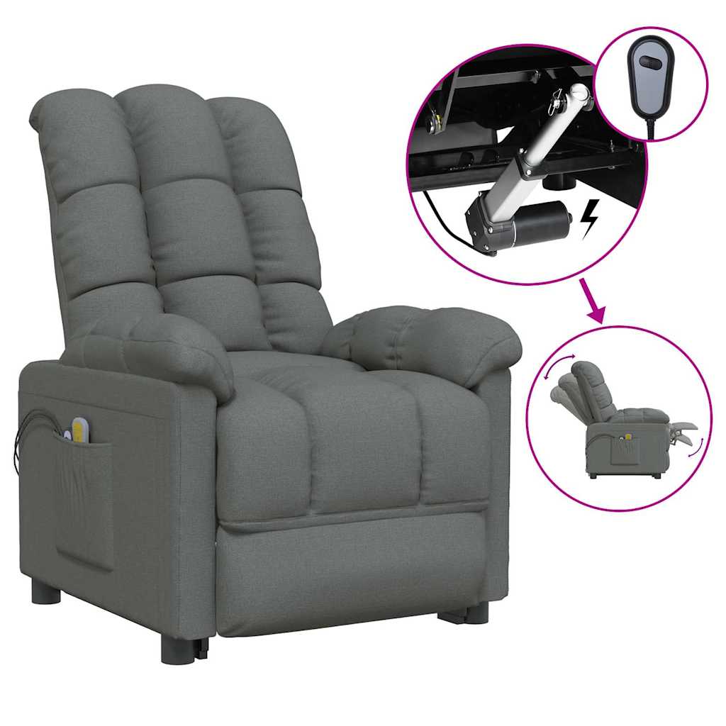 Vidaxl massagestoel elektrisch stof donkergrijs