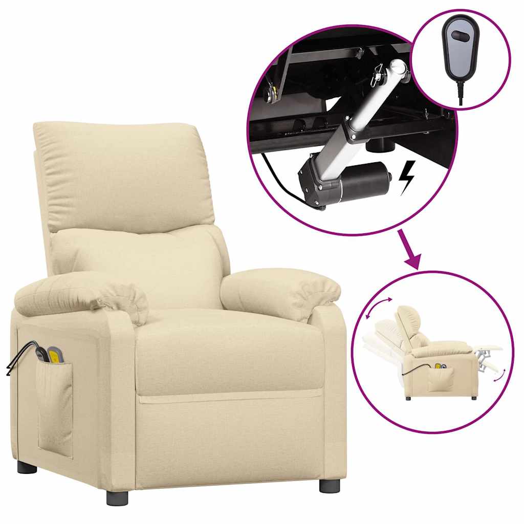 Vidaxl massagestoel elektrisch stof crèmekleurig
