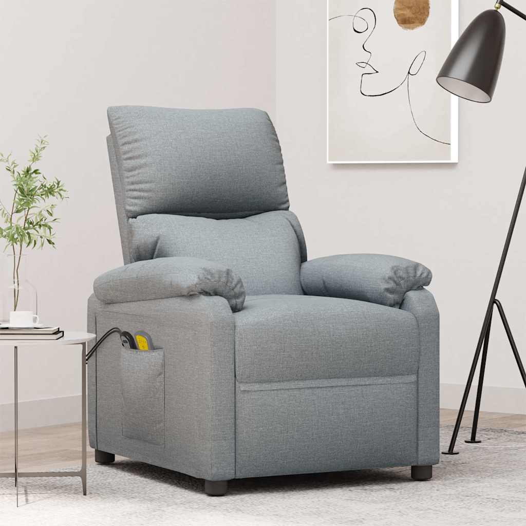 Vidaxl massagestoel elektrisch stof lichtgrijs