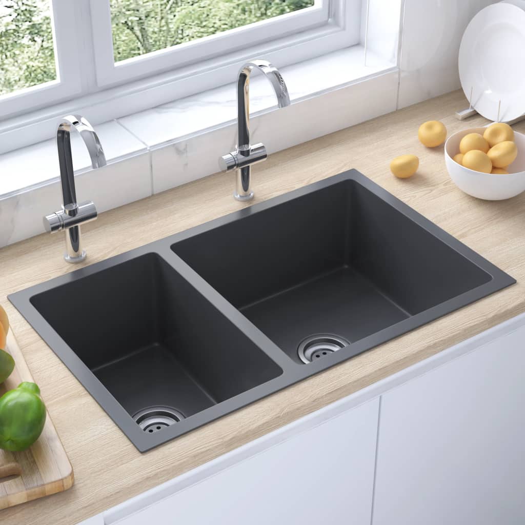 Vidaxl Sink rustfrit stål sort