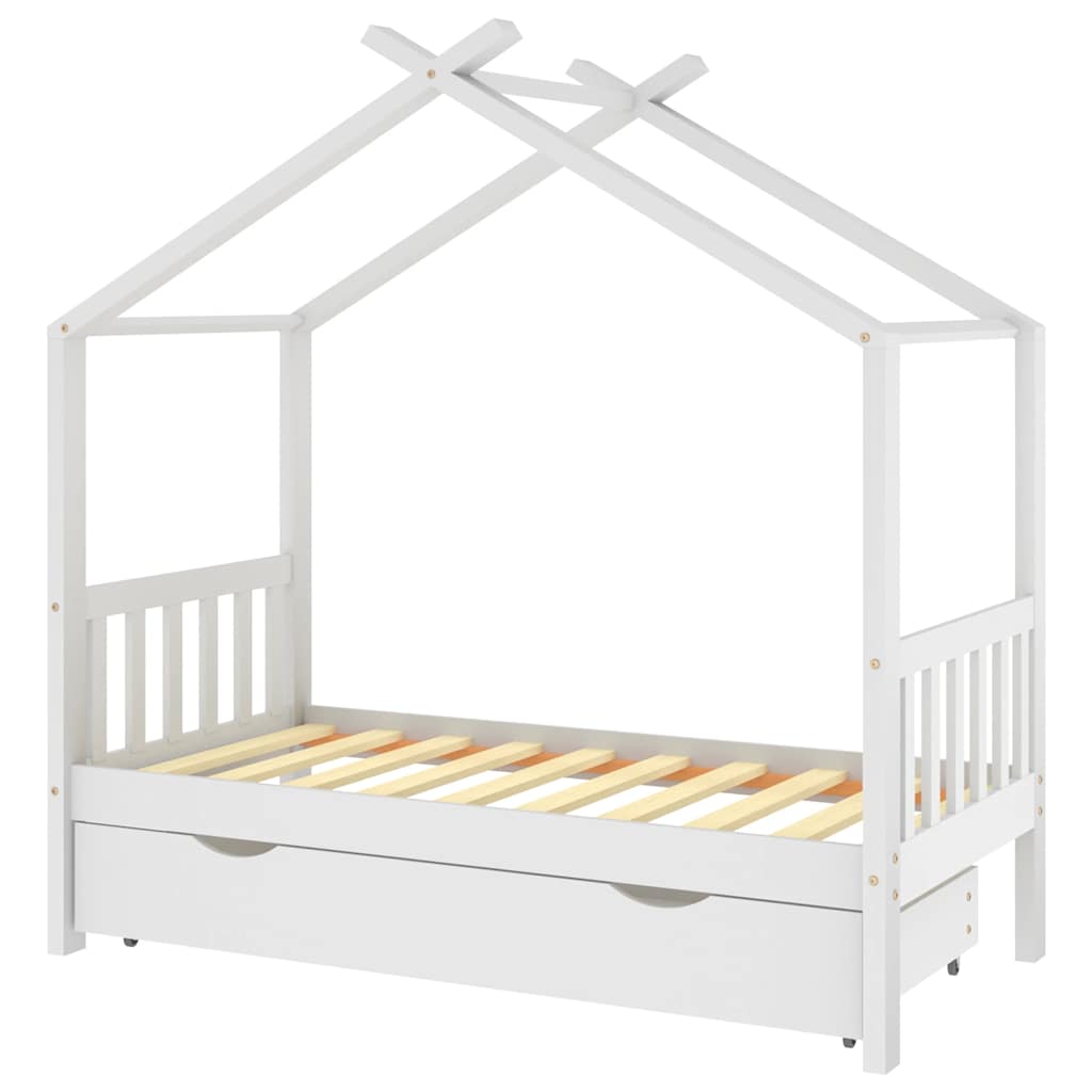 Vidaxl kinderbedframe met lade massief grenenhout wit 80x160 cm