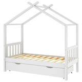 Vidaxl kinderbedframe met lade massief grenenhout wit 80x160 cm