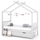 Vidaxl kinderbedframe met lade massief grenenhout wit 80x160 cm