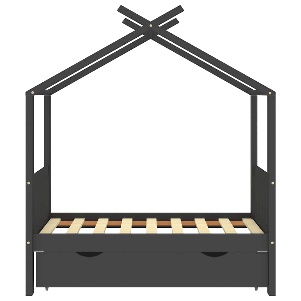 Vidaxl kinderbedframe met lade grenenhout donkergrijs 70x140 cm