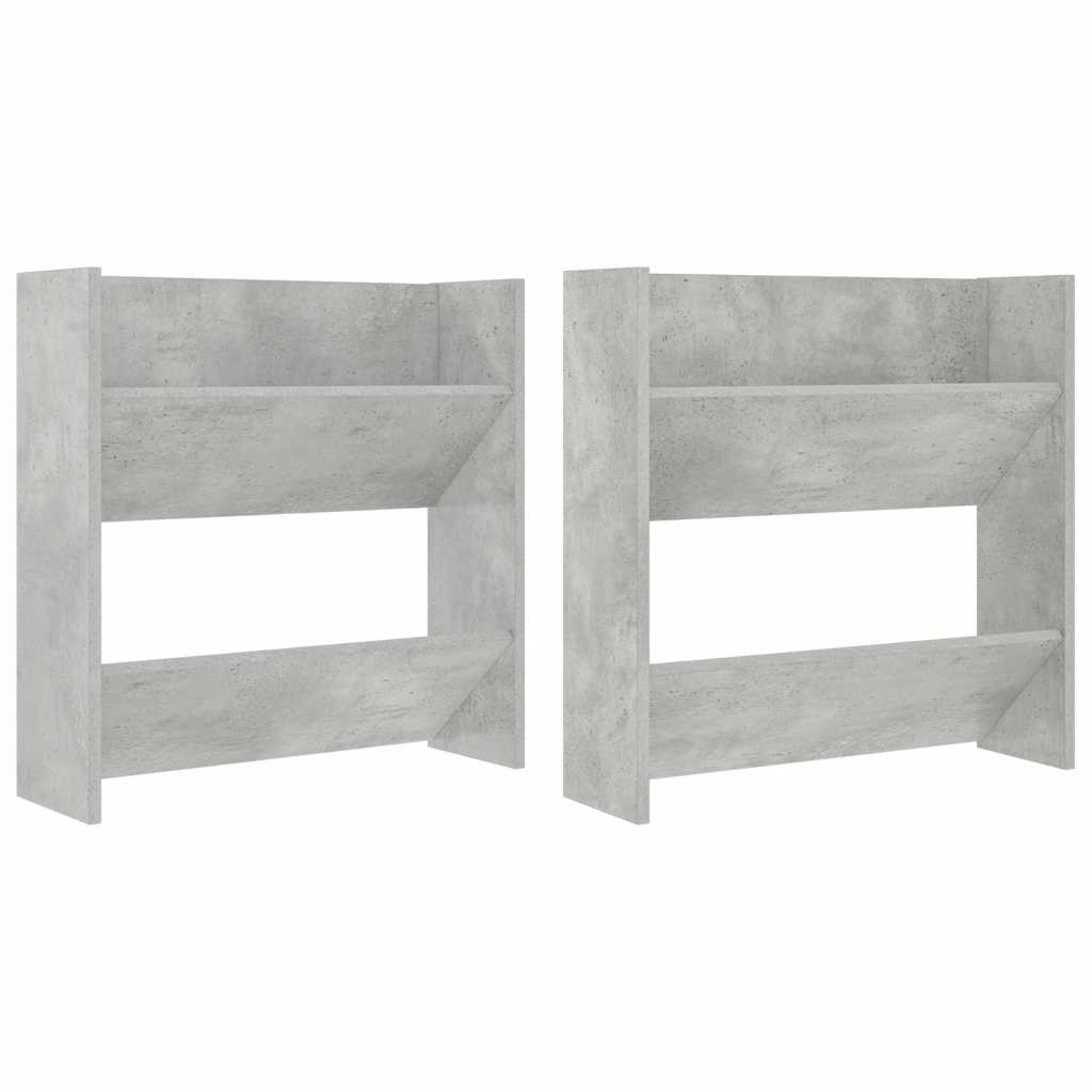 Vidaxl wandschoenenkasten 2 st 60x18x60 cm spaanplaat betongrijs