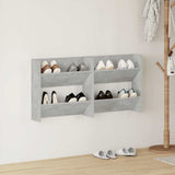 Vidaxl wandschoenenkasten 2 st 60x18x60 cm spaanplaat betongrijs