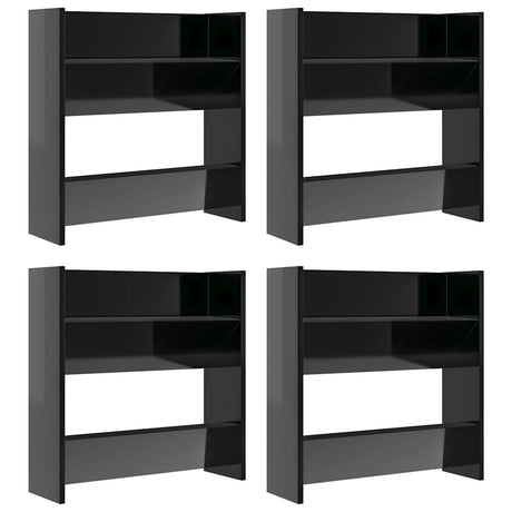Vidaxl Wall Shoe Cabinets 4 St 60x18x60 cm Wood High Gloss Black