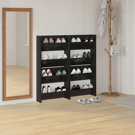 Vidaxl Wall Shoe Cabinets 4 St 60x18x60 cm Wood High Gloss Black