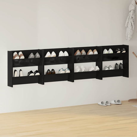 Vidaxl Wall Shoe Cabinets 4 St 60x18x60 cm Wood High Gloss Black
