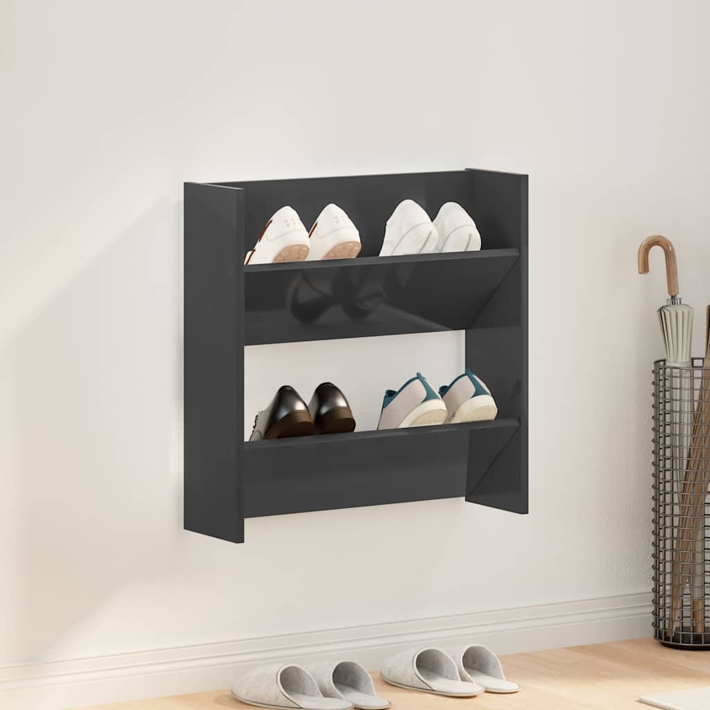 Vidaxl Wall Shoe Cabinet 60x18x60 cm Property Wood High Glå Gray